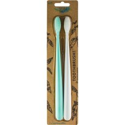 Комплект биоразградими четки за зъби Natural Family Soft 2бр бяла+зелена