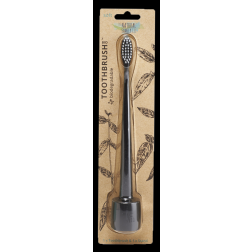 Биоразградима четка за зъби Natural Family Soft + поставка черна